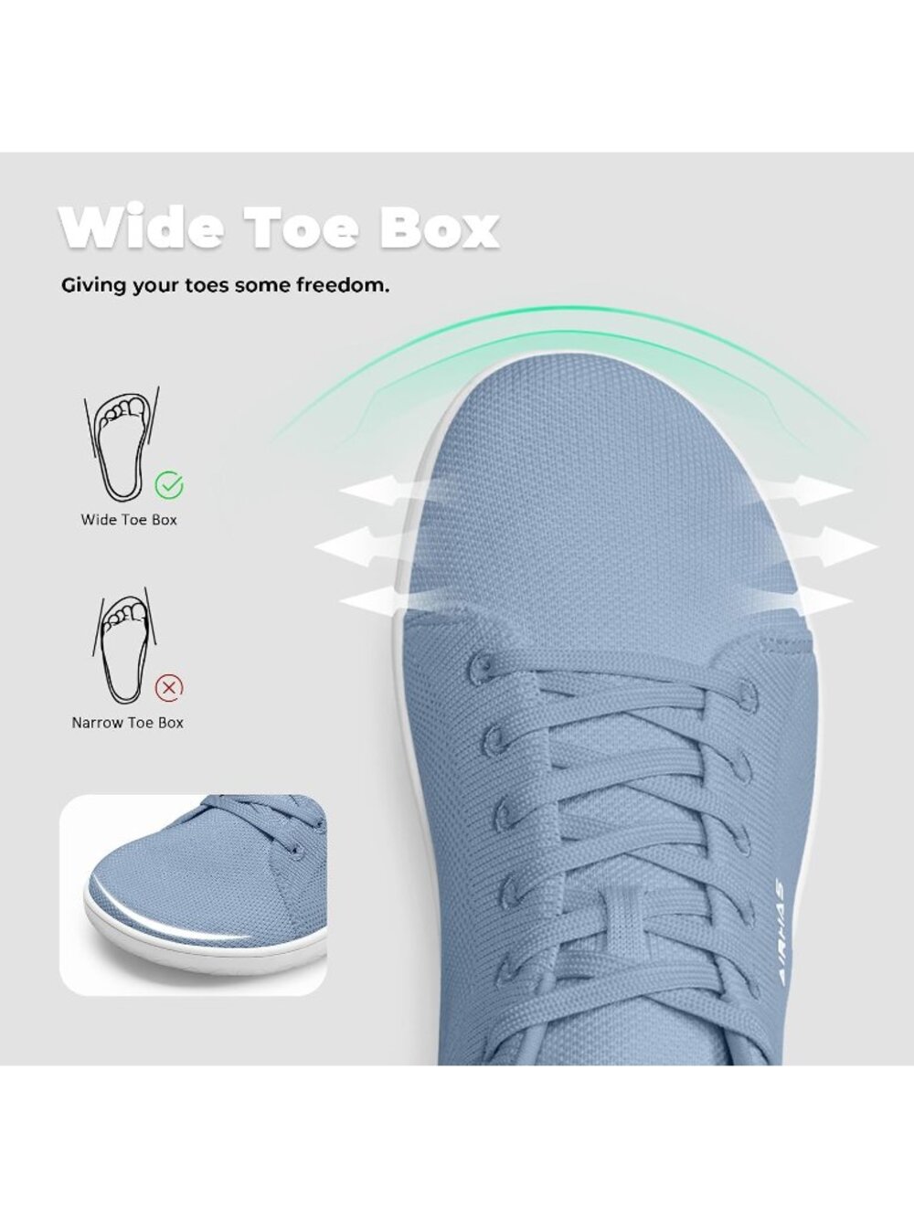 Women's Light Blue Knit Minimalist Barefoot Zero Drop Casual Walking Sneakers - Picture 3 of 6